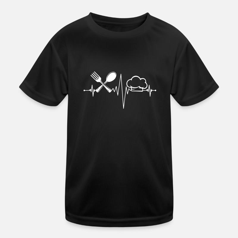 Kochen Kochen Herzschlag Chef de Cuisine - Kinder Funktions-T-Shirt - Schwarz