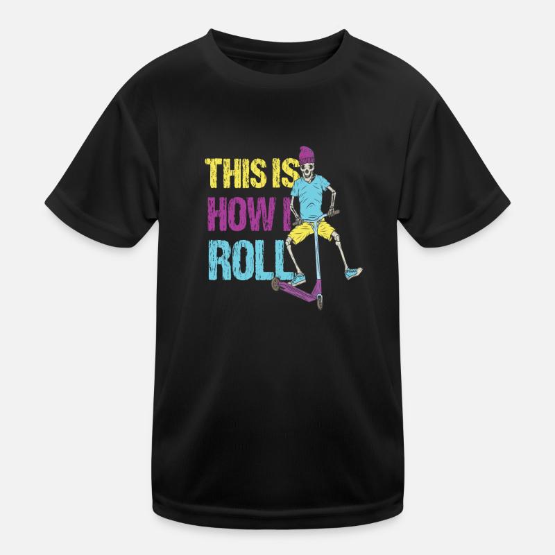 scooter stunt Kinder Funktions-T-Shirt