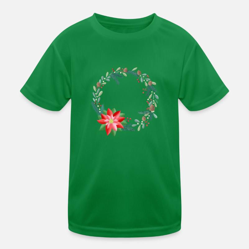 Weihnachtskranz personalisierbar mit deinem Text Kinder Funktions-T-Shirt