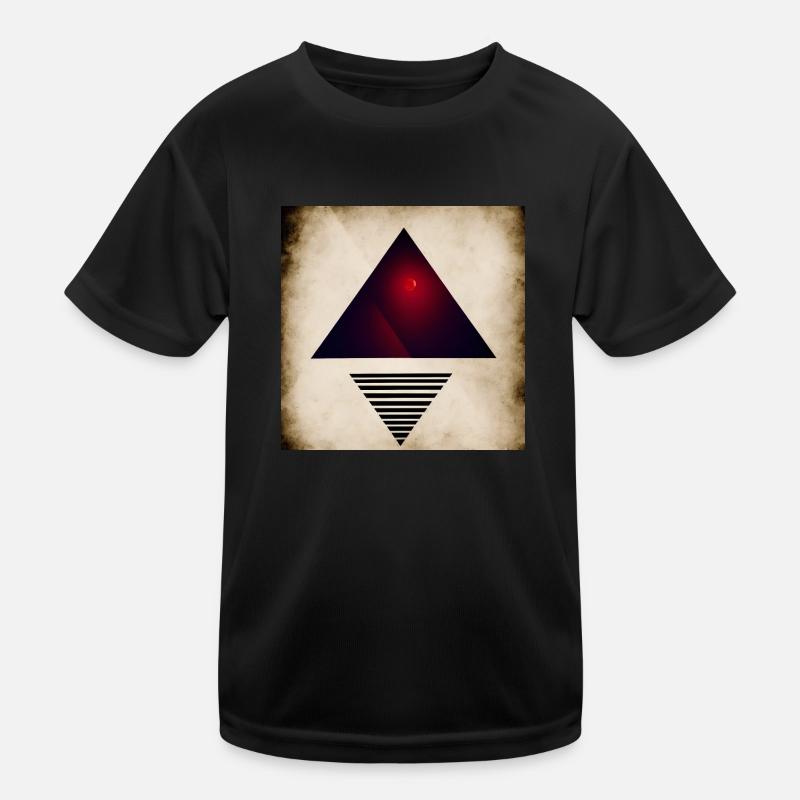 Pyramids with moon - Kids Functional T-Shirt - black