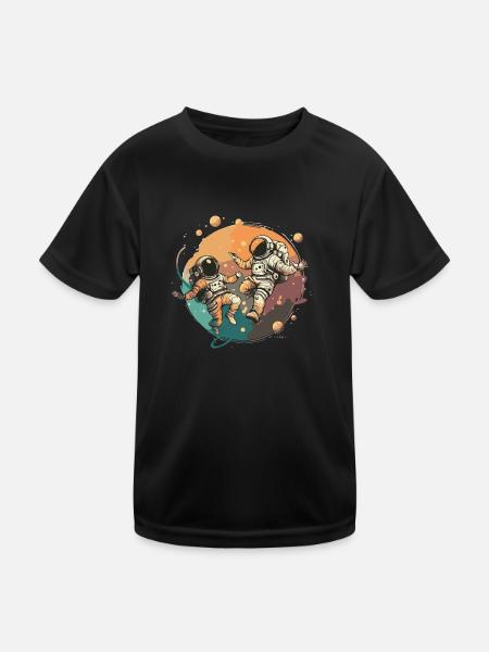 Astronauten - Kinder Funktions-T-Shirt - Schwarz