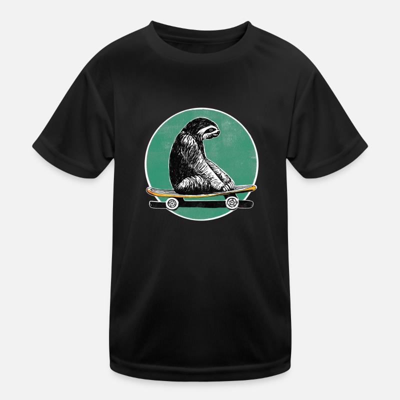Faultier auf Skateboard Kinder Funktions-T-Shirt