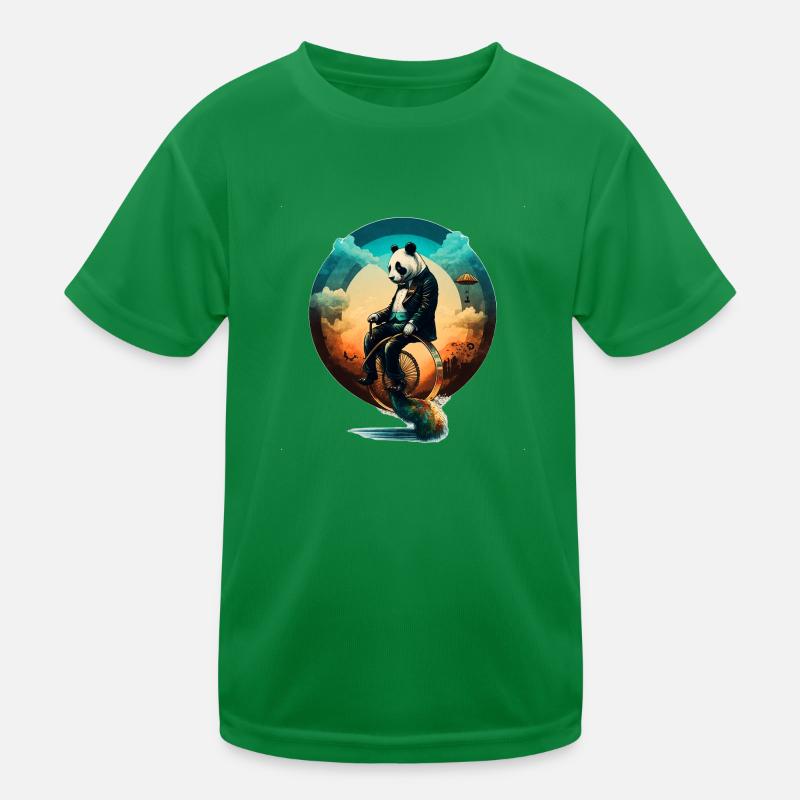 Panda auf einem Einrad Kinder Funktions-T-Shirt