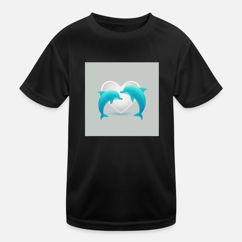 2 Liebende Delfine Kinder Funktions-T-Shirt