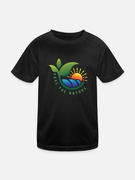 Save the Nature - Kinder Funktions-T-Shirt - Schwarz - Vorne