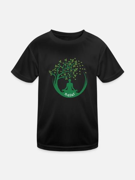 Nature - Kinder Funktions-T-Shirt - Schwarz - Vorne