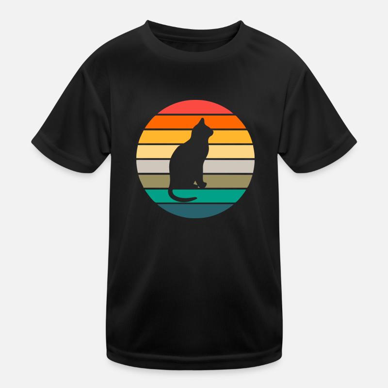 Chemises de chat Coucher de soleil Retro Cat Chat Ami Soleil T-shirt sport Enfant