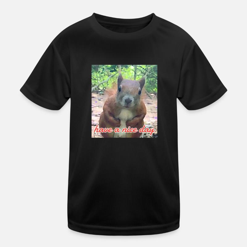 Eichhörnchen - Kinder Funktions-T-Shirt - Schwarz