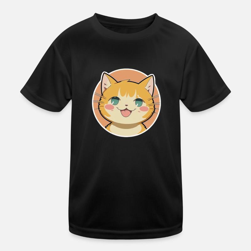 Circle Cat Smiles - Kids Functional T-Shirt - black