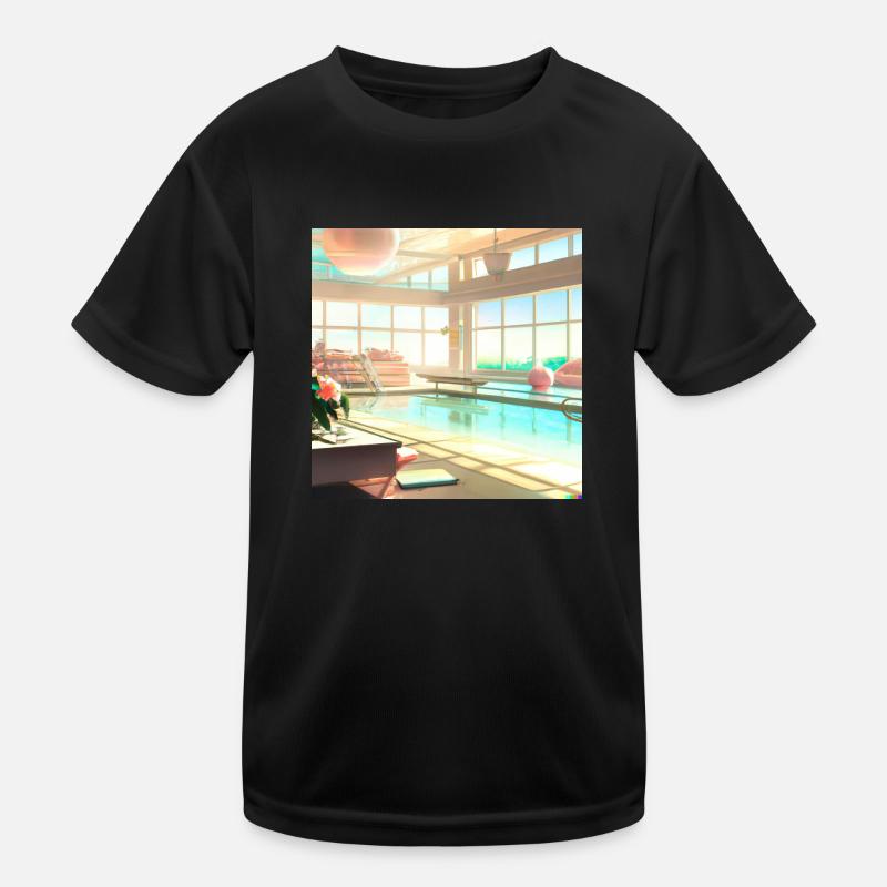 Ein sonnendurchfluteter Lounge-Bereich digital art Kinder Funktions-T-Shirt