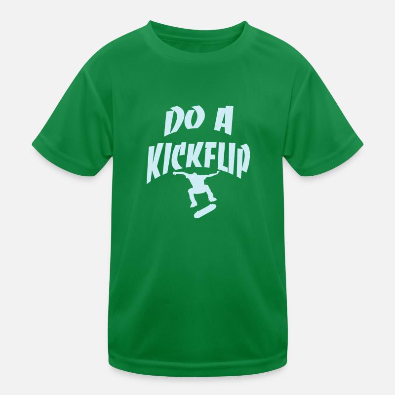 Machen Sie einen Kickflip Blue Kinder Funktions-T-Shirt