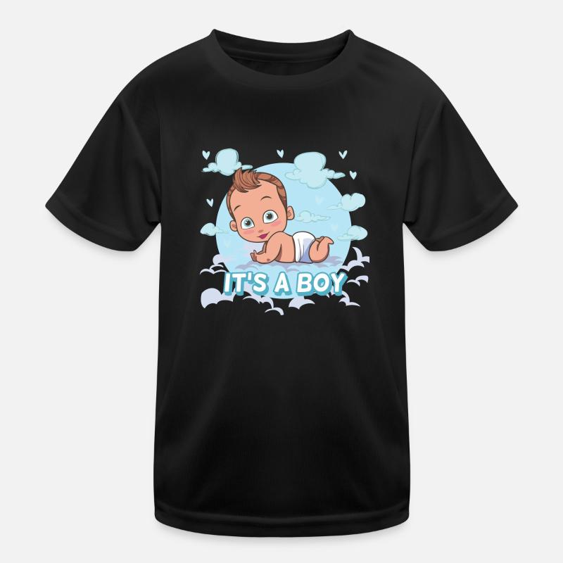 Es ist ein Junge - Kinder Funktions-T-Shirt - Schwarz