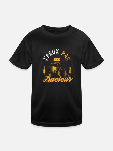 J'Peux Pas J'Ai Tracteur cadeau humour - T-shirt sport Enfant - noir - Devant