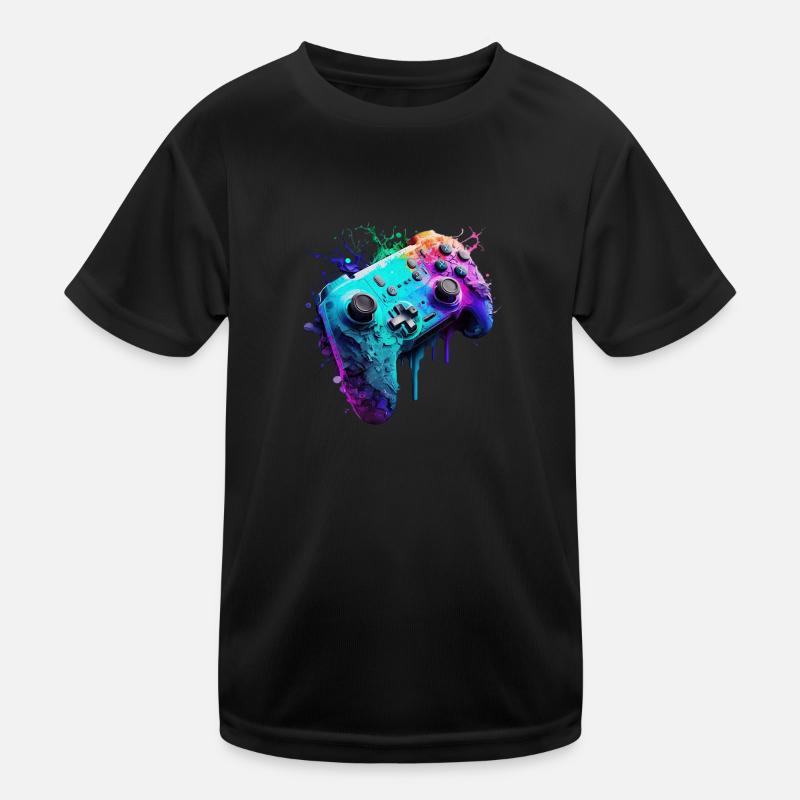 Neon Gaming Controller / Kontroller Kinder Funktions-T-Shirt