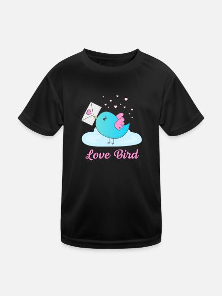 Love Bird - Kinder Funktions-T-Shirt - Schwarz - Vorne