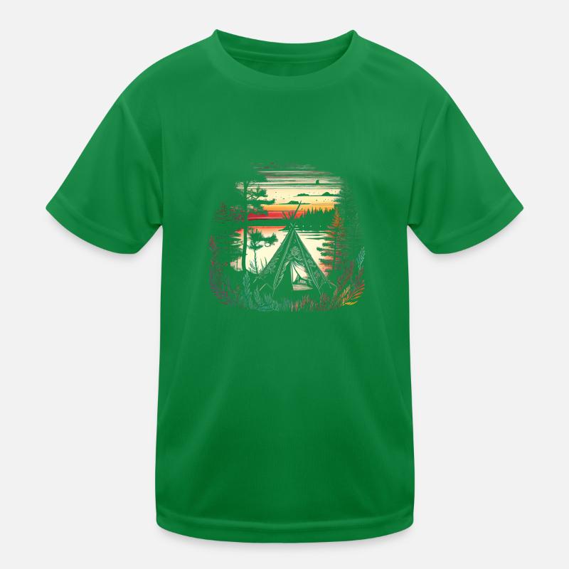 Paradies - Camping am See - Retro Artwork Kinder Funktions-T-Shirt