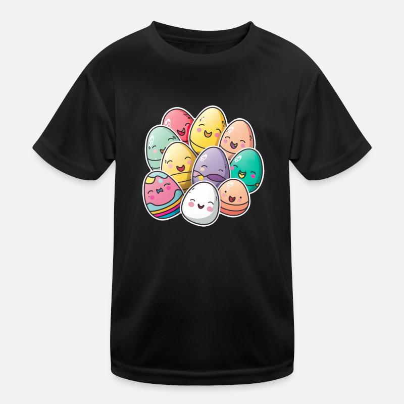 Frohe Ostereier Ostern bunte Eier Sticker Farben Kinder Funktions-T-Shirt