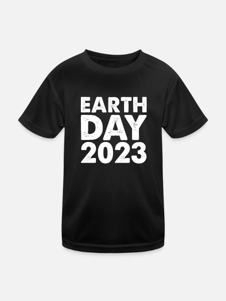 Earth Day 2023 - Kinder Funktions-T-Shirt - Schwarz - Vorne