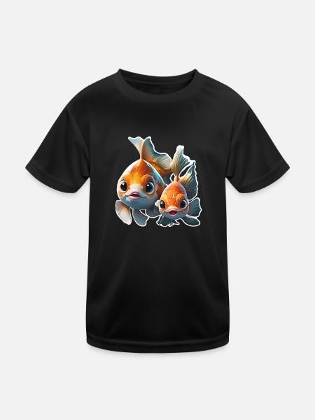Niedliche Koi-Karpfen - Kinder Funktions-T-Shirt - Schwarz - Vorne