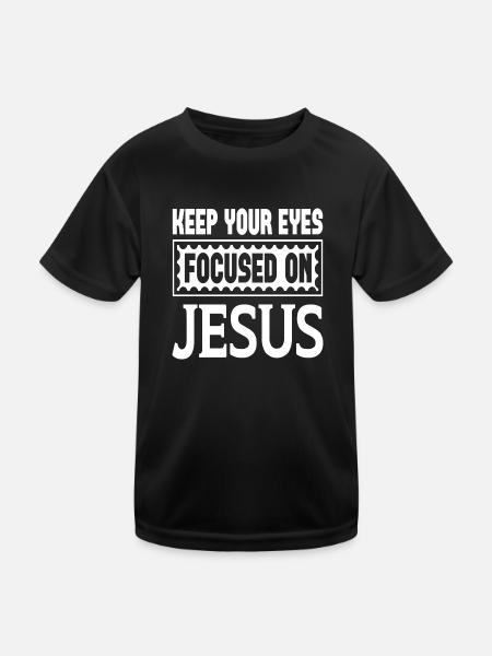 Gardez les yeux rivés sur Jésus - T-shirt sport Enfant - noir - Devant