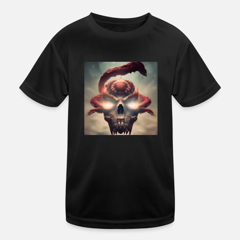 Dark Art - Flying Skull Kids Functional T-Shirt