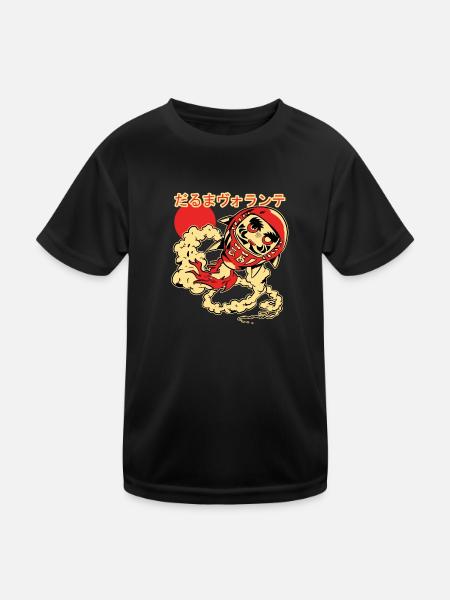 Flying Daruma doll - Kids Functional T-Shirt - black - Front