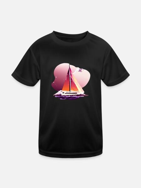 Sailing Sailing Sailing Sailing Sailing Boat - Kids Functional T-Shirt - black - Front