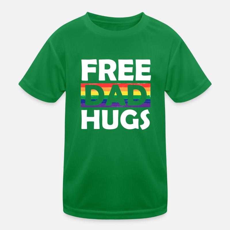 Free Dad Hugs Rainbow LGBT Pride Fathers Day Gift Kids Functional T-Shirt