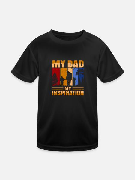 My Dad is my Inspiration - Kinder Funktions-T-Shirt - Schwarz - Vorne