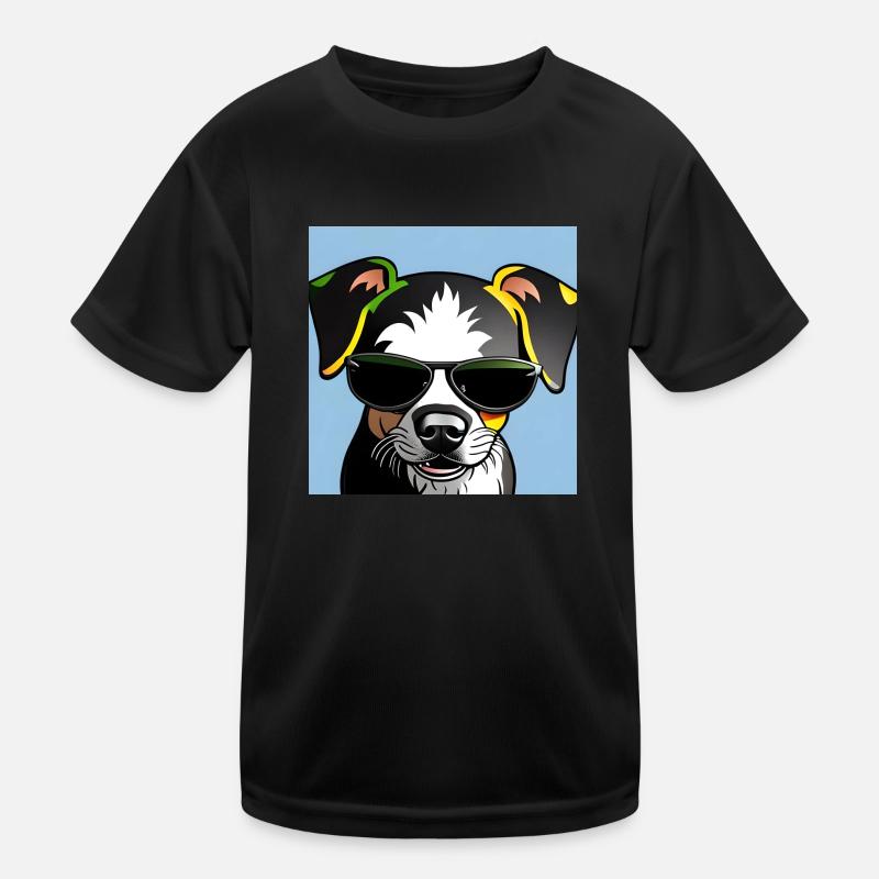 Bunter Hund mit Sonnenbrille Kinder Funktions-T-Shirt