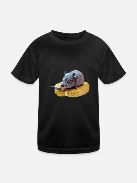 Maus auf Mais - Kinder Funktions-T-Shirt - Schwarz - Vorne