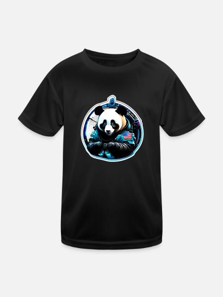 Panda Astronaut futuristic - Kids Functional T-Shirt - black - Front
