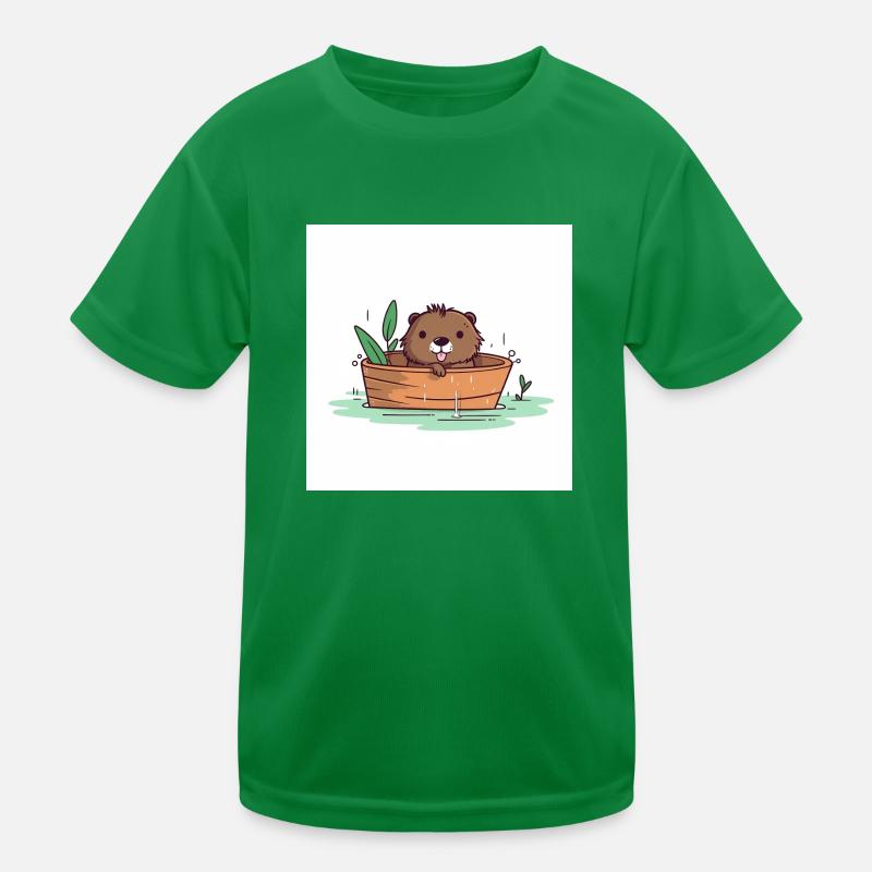 Süßer Biber in der Badewanne Kinder Funktions-T-Shirt