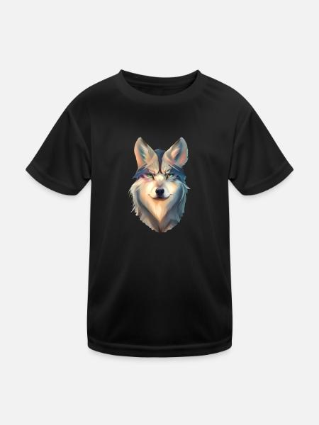 Wolf - Kids Functional T-Shirt - black - Front