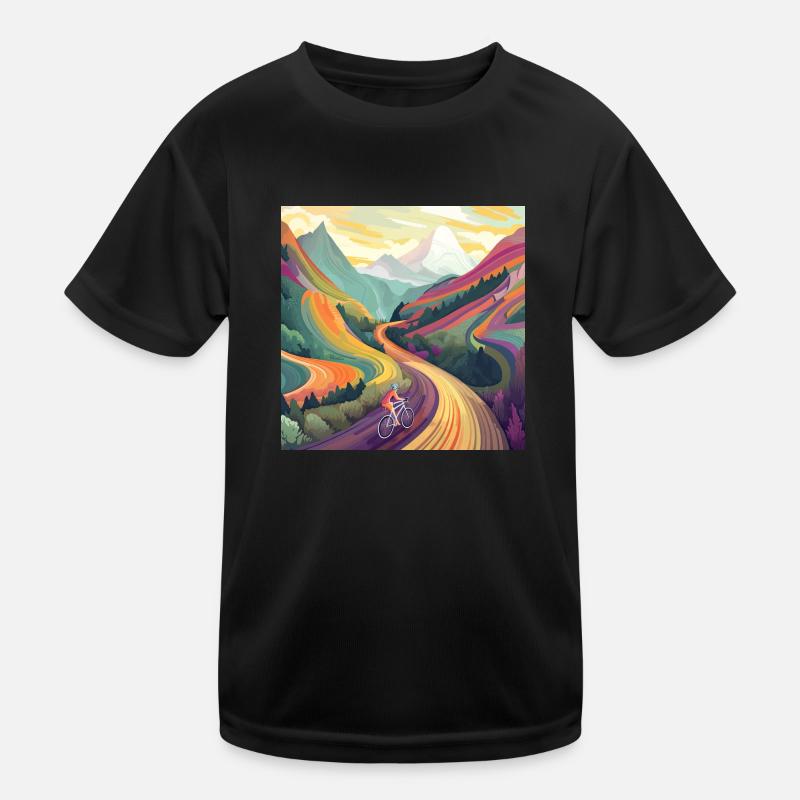 Cycliste en montée au coucher du soleil T-shirt sport Enfant
