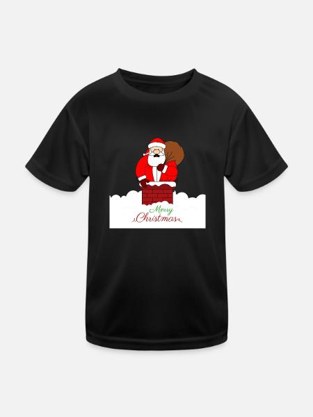 Merry Christmas stuck fat santa - Kids Functional T-Shirt - black - Front