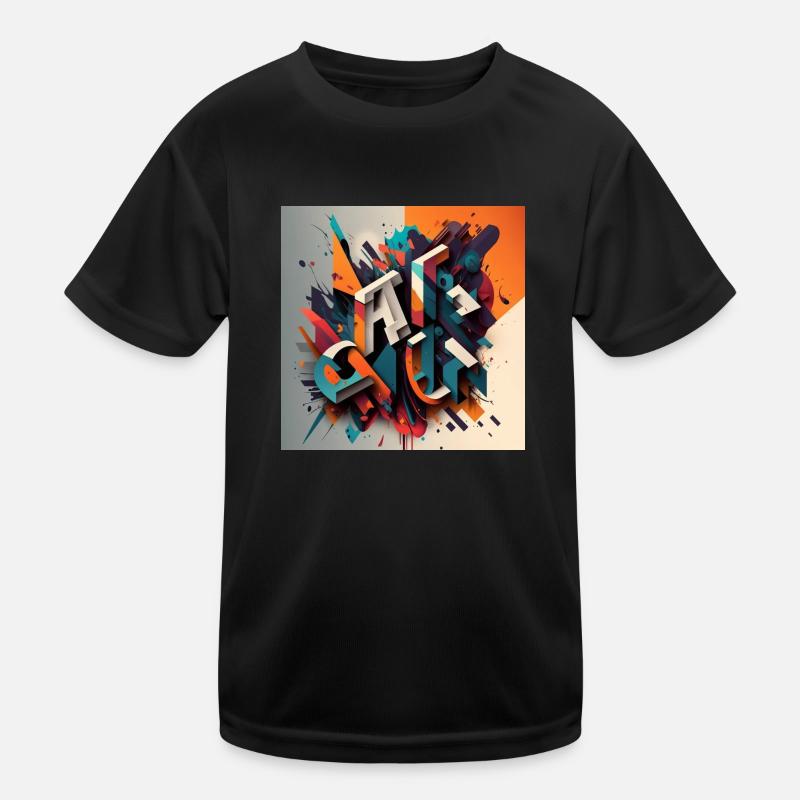 Graffiti - Kinder Funktions-T-Shirt - Schwarz