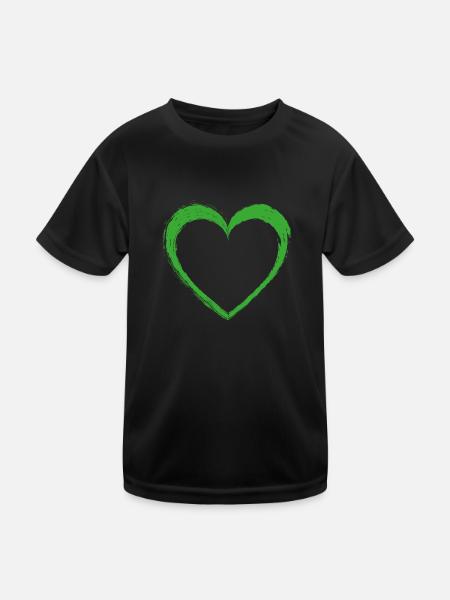 Green Heart - Kids Functional T-Shirt - black - Front