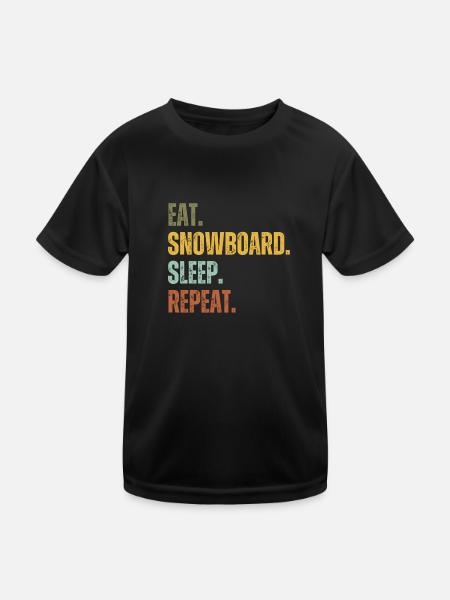 EAT SNOWBOARD SLEEP REPEAT - Kids Functional T-Shirt - black - Front