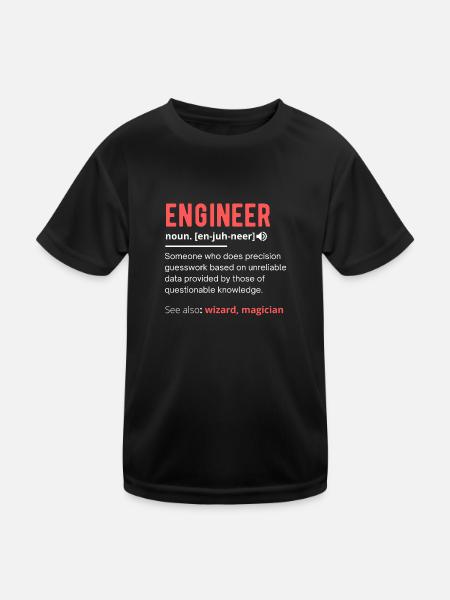 Funny Engineer Definition - Kids Functional T-Shirt - black - Front