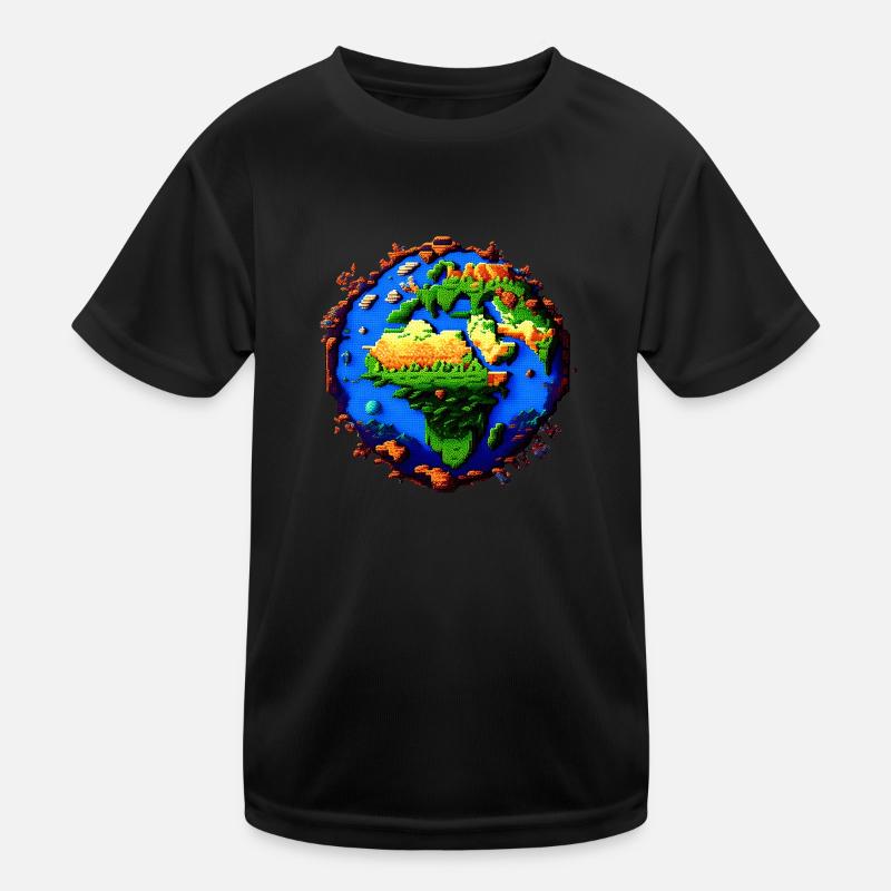 Pixel-Erde Kinder Funktions-T-Shirt