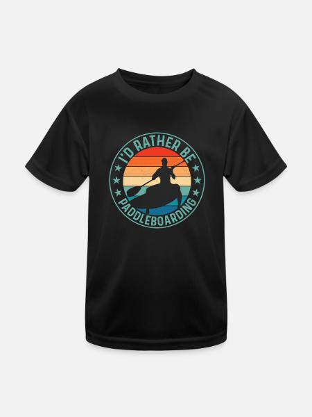 I'd Rather Be Paddleboarding Stand Up Paddling Boa - Kids Functional T-Shirt - black - Front