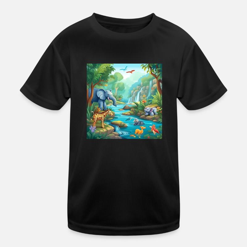 Badeparty der Dschungel-Tiere Kinder Funktions-T-Shirt