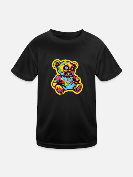 Horror Scary Bear Halloween Sinister Bear - Kids Functional T-Shirt - black - Front