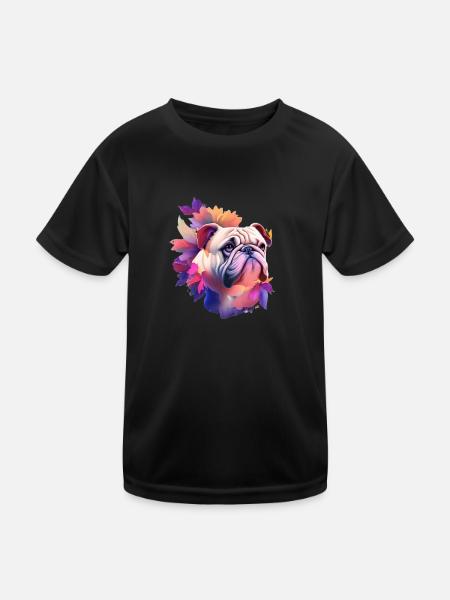 Bulldogge - Kinder Funktions-T-Shirt - Schwarz - Vorne