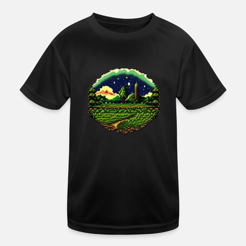 Pixelated field Kids Functional T-Shirt