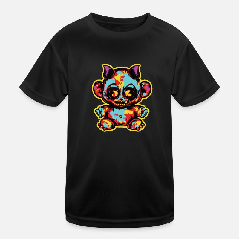 Horror Scary Bear Halloween Devilish Hugs Kids Functional T-Shirt