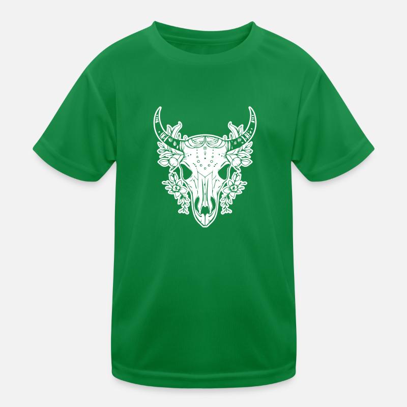 Cow Skull Boho Kids Functional T-Shirt
