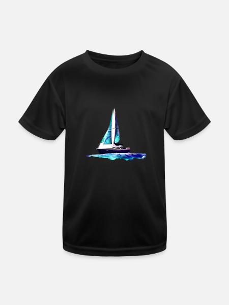 Segelschiff Segeln Segelsport Segler Segelboot - Kinder Funktions-T-Shirt - Schwarz - Vorne