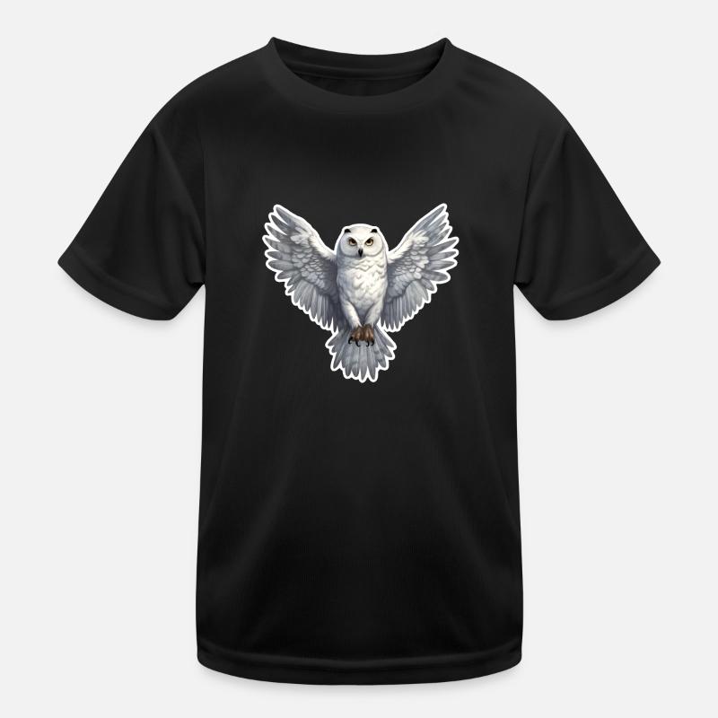Schnee Eule - Kinder Funktions-T-Shirt - Schwarz